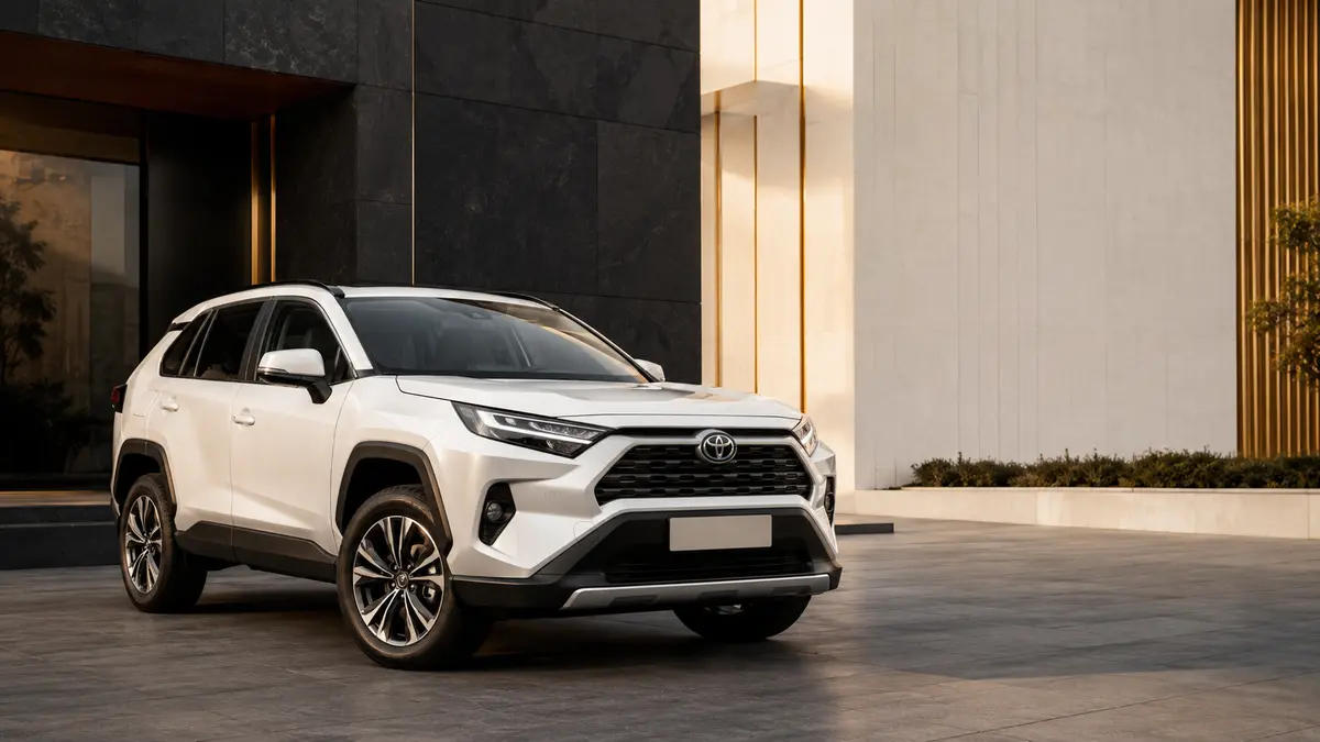 تویوتا RAV4 سفید در فضای مدرن